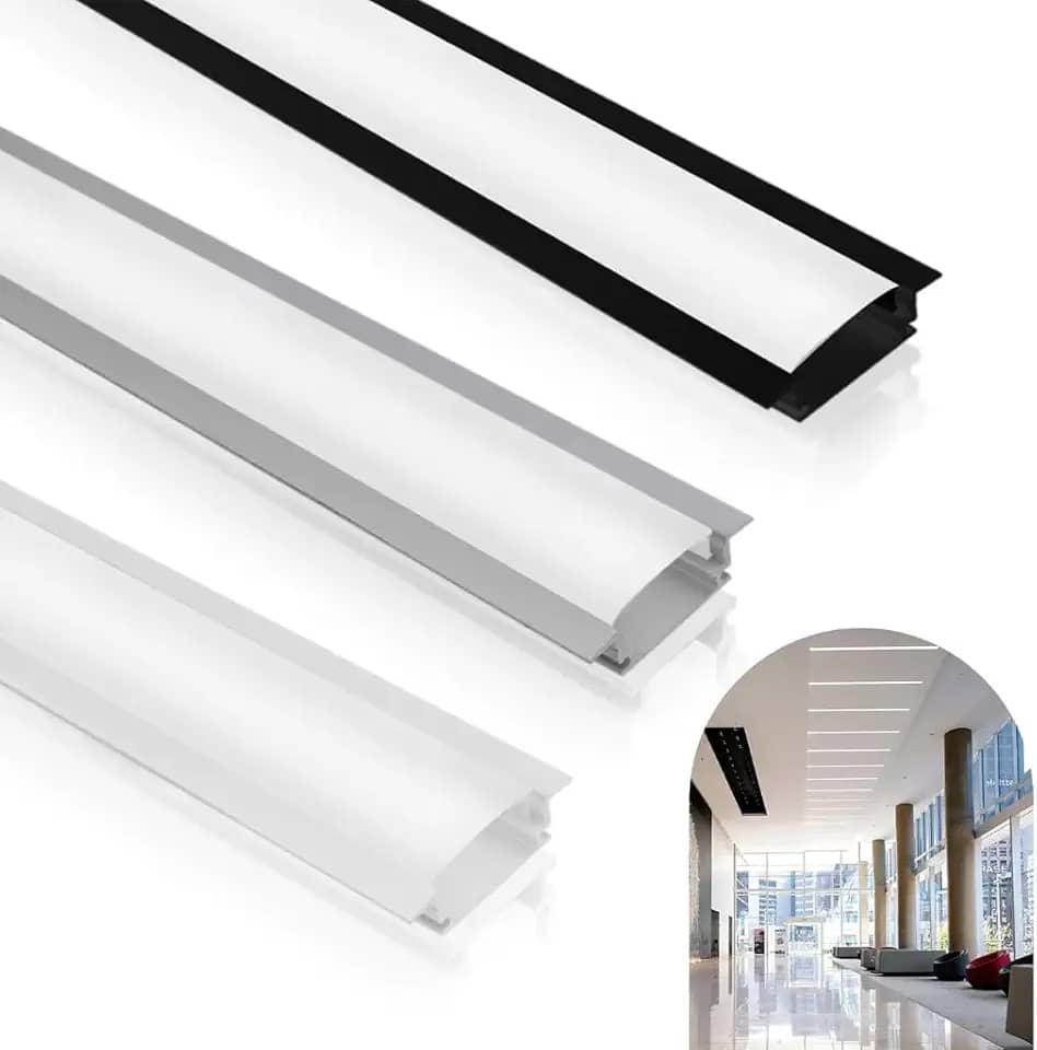 Kit 10m Perfil de Alumínio para Fita LED de Embutir | Acabamento Premium e Iluminação Difusa (Branco)