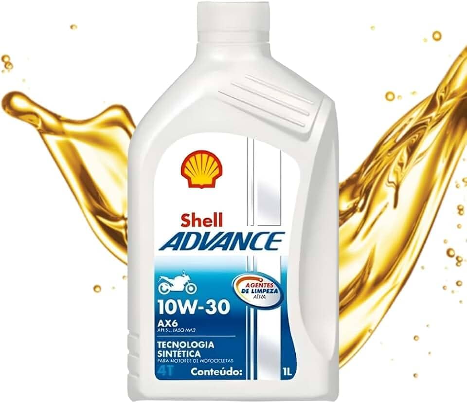 Shell Advance 4T AX6 10W-30 — Óleo Lubrificante para Moto 4 Tempos 1 L | API SL/JASO MA2 | Desempenho e Proteção do Motor