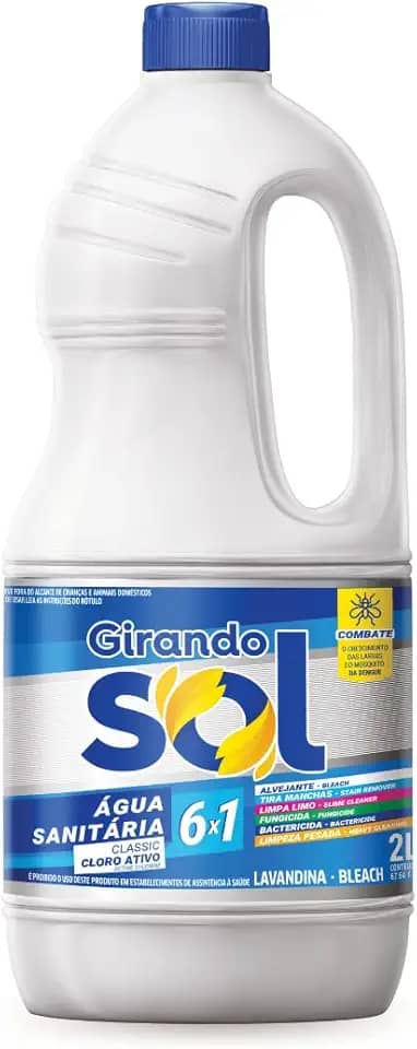 Girando Sol Água Sanitária Branca Classic 2L Alvejante Sanitário Com Cloro Ativo Branco Uma Aliada Indispensável Na Limpeza Pesada : Sua Casa Merece O Melhor Cuidado