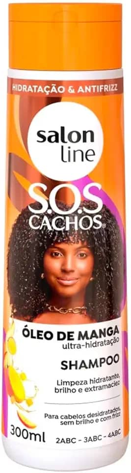 Salon Line, Shampoo, SOS Cachos, Óleo de Manga, Ultra-Hidratação - Cabelos Ondulados, Cacheados e Crespos, 300 ml