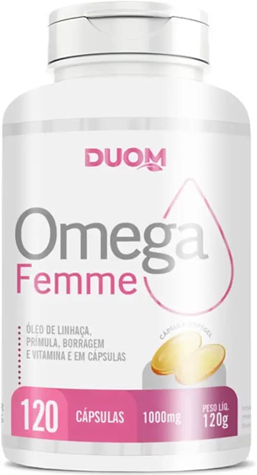 Omega Femme - Óleo de Prímula, Borragem, Linhaça e Vitamina E 120 Cápsulas - Duom