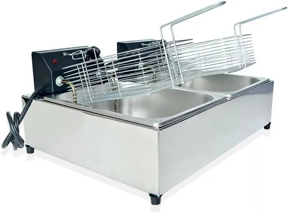 Fritadeira EléTrica 10 Litros Com 2 Cubas | Fritura ContíNua | Ideal Para Restaurantes, Bares E Lanchonetes(220V)