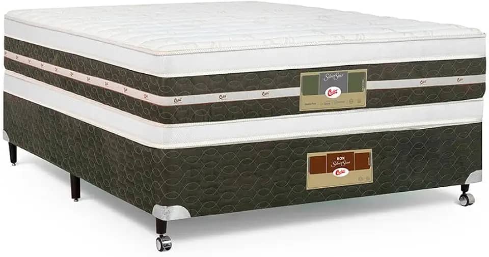 Cama Box + Colchão Castor Casal Silver Star Air Double Face Tenopedic 138x188x61cm