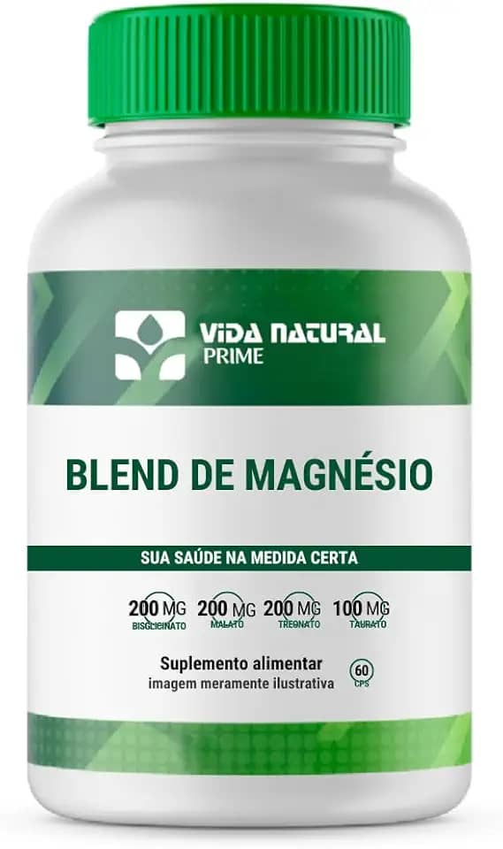 Blend de Magnésios 60 Cápsulas Equilíbrio Muscular Neurológico e Cardiovascular Vida Natural Prime