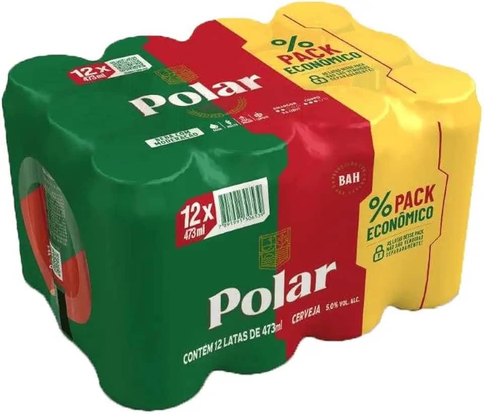 Pack Cerveja Polar Export American Lager, Lata, 473ml, Caixa 12 unidades