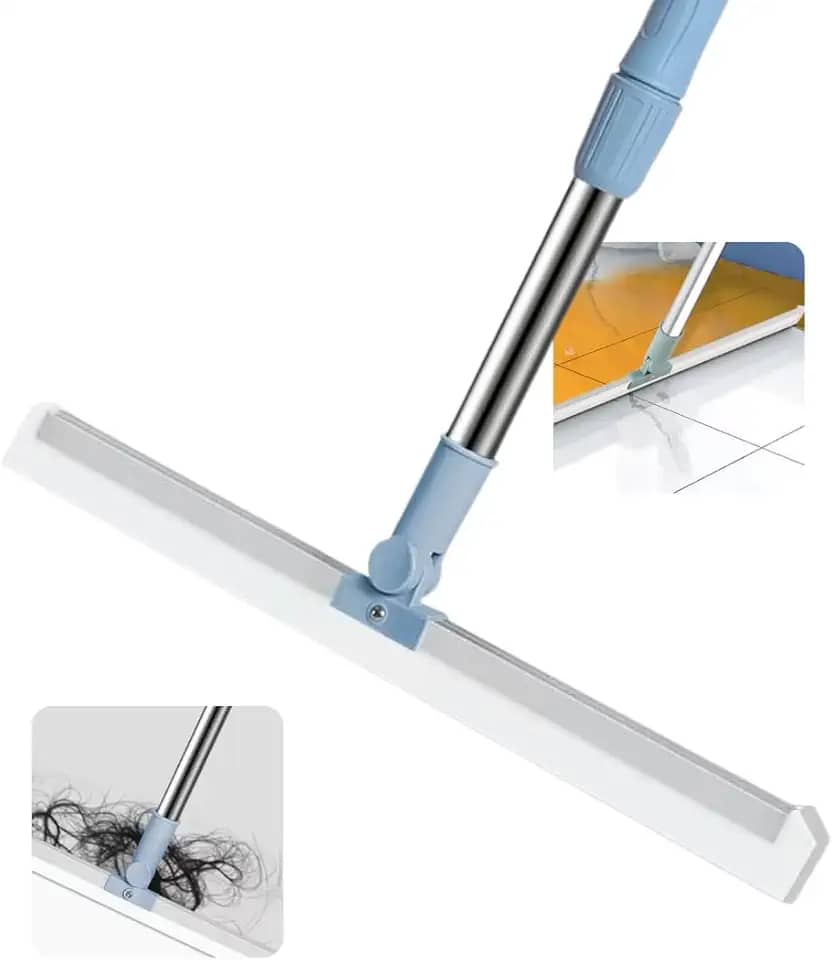Rodo e Vassoura Mágica 2 em 1 com Raspador de Silicone Giratório 180 graus - Multifuncional Ideal para Limpeza de Vidros, Pisos e Superfícies – Uso Doméstico e Profissional (50CM LARGURA)