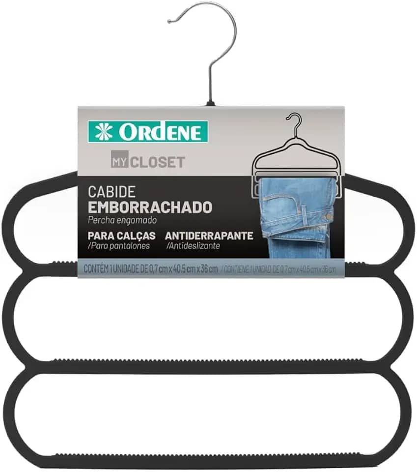 Ordene - Cabide Emborrachado para Calças, Cor Preta, Linha My Closet