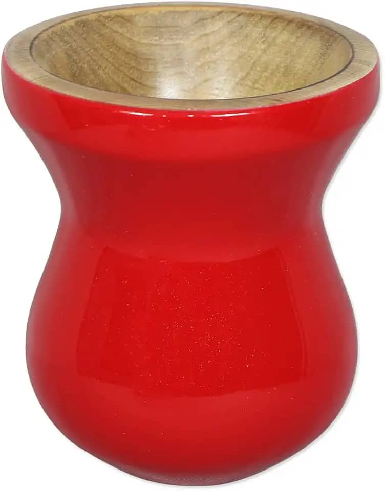 Cuia Madeira Nobre Imbuia Chimarrão Perolizada Vermelha