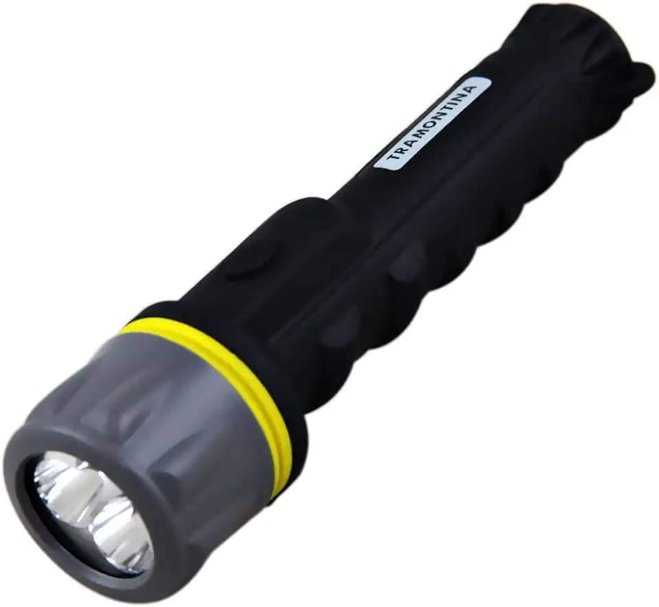 Tramontina 43757300, Lanterna Plástica 2 Pilhas Aa, 3 Lâmpadas de Led, Preto