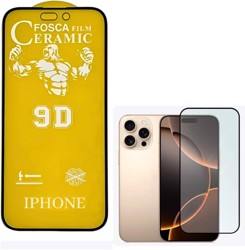 Película Cerâmica Fosca 9D Protetora de Tela Anti-riscos queda Proteção Total Compatível com Celular Iphone X/11/12/13/14/15/16e PRO MAX (13/13 PRO / 14 / 16E)