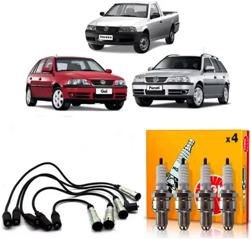 Kit de Velas e Cabos de Velas Vw Gol Saveiro Parati 1997 À 2002 1.6 1.8 2.0 AP/MI ILMV18 - NGK