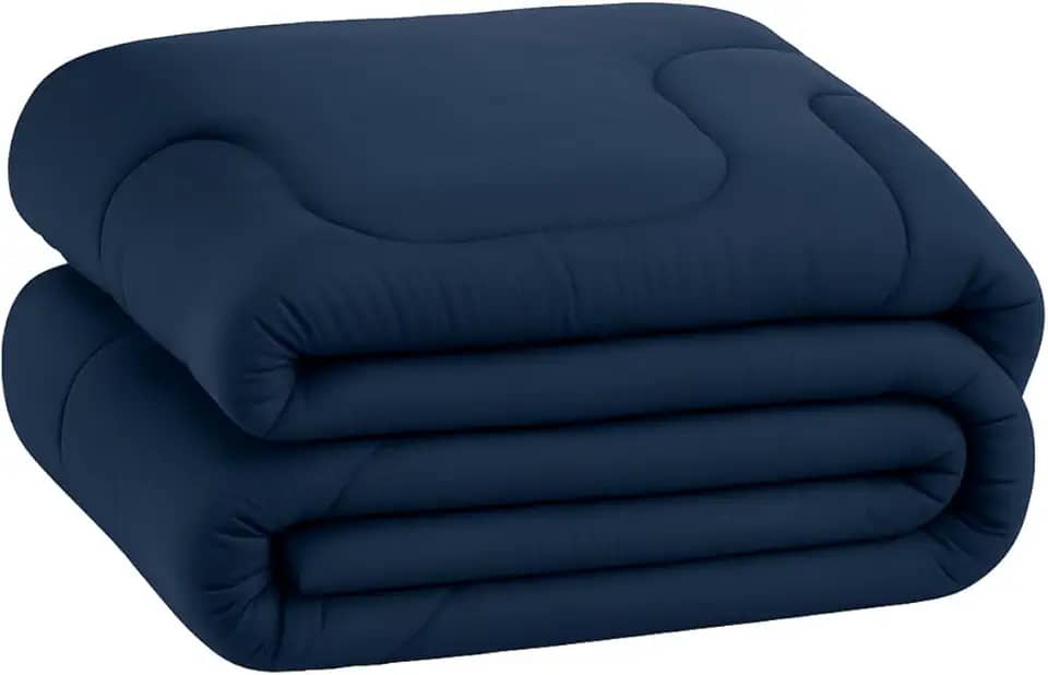 Edredom Dupla Face Liso Micropercal 400 Fios - Super Macio - Alta Durabilidade (Azul Marinho, Solteiro)