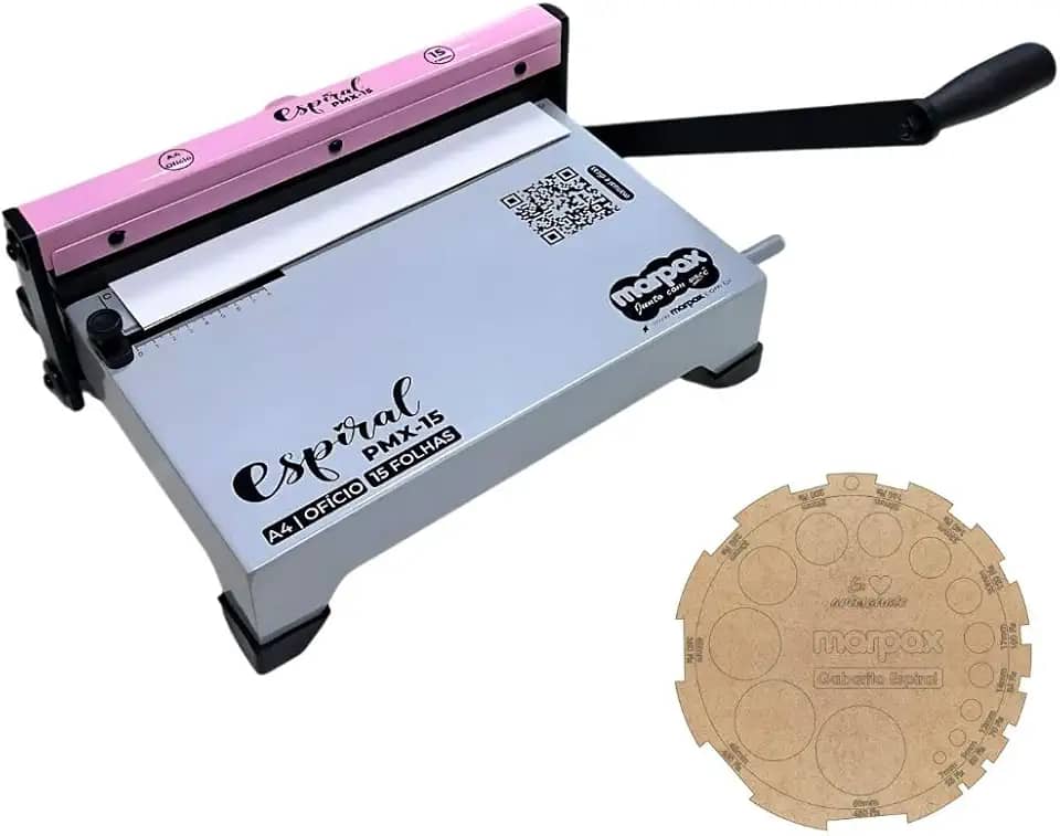 Encadernadora Marpax Espiral A4 Ofício Espiramatic Rosa 15fl