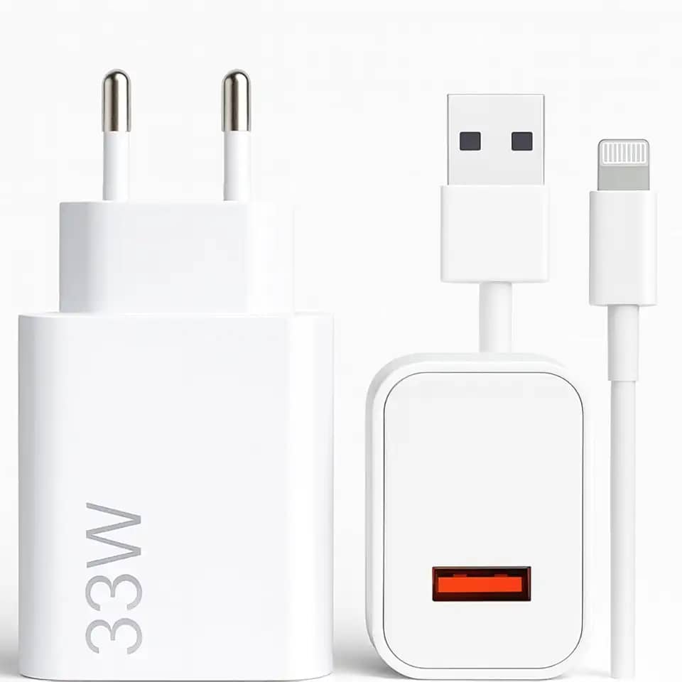 Carregador Turbo 33W Com Cabo 1 Metro Compatível Com Iphone 14/13/12/11/XR/XS/8/7/SE/XR Certificado Premium