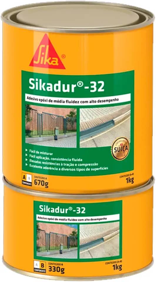 Adesivo Epóxi Premium Cola Tudo Ferro Concreto Sikadur 32 Lata 1kg (a+b)