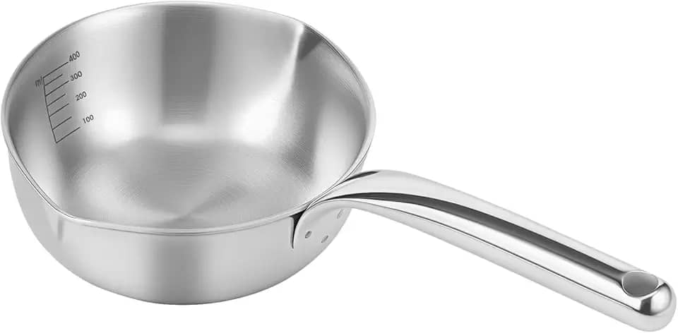 Mini pote aquecedor de leite, panela de aço inoxidável de 368 g/590 ml, panela pequena de aço inoxidável, panelas de derretimento de chocolate para fazer doces (368 g)