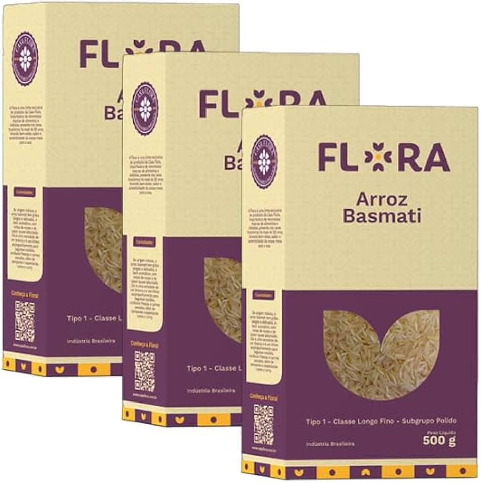 Kit 3X: Arroz Basmati Polido Flora 500g
