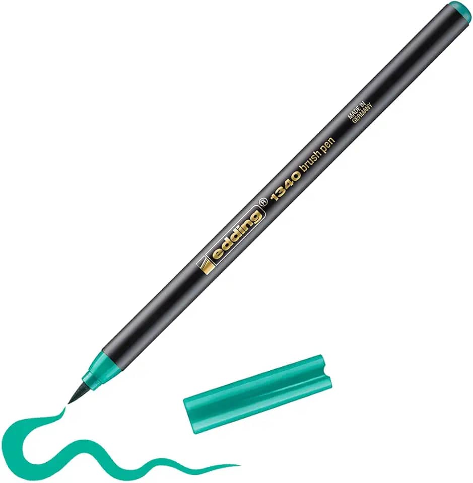 edding 1340 Cadernos de pintura com ponta de feltro flexível, escrita e desenho, letras à mão, mandalas, caligrafia, 1 unidade (pacote com 1), caneta 08: 1 - verde