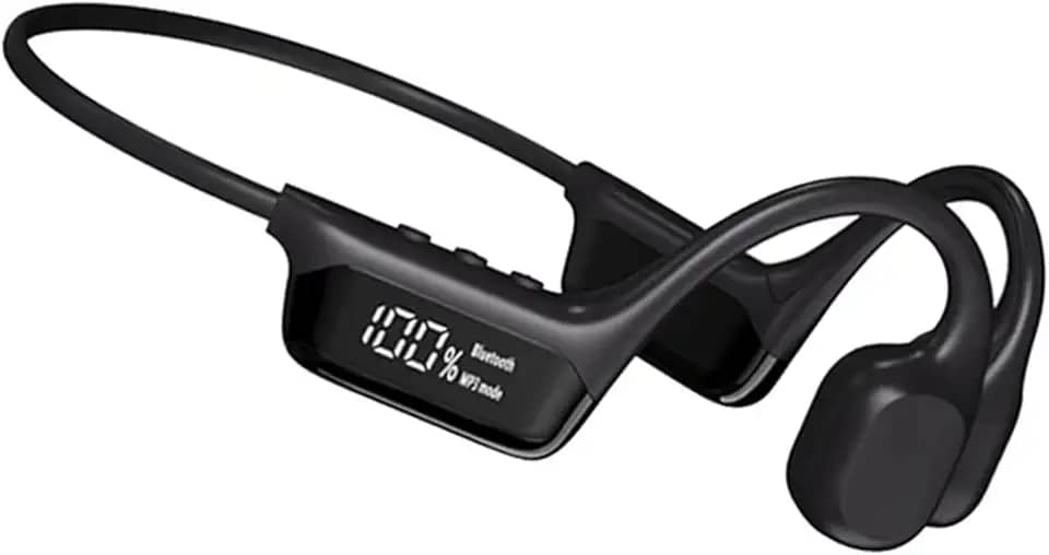 Fone de ouvido IPX8 à prova d'água de condução óssea sem fio Bluetooth 5,4 + 32 GB de RAM MP3 Player HiFi Music Sport Swimming Headset com microfone (preto)