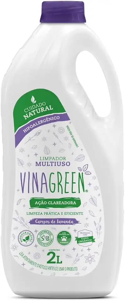 Limpador Multiuso 2L Hipoalergênico Fórmula Com Vinagre Desengordurante Clareador Para Cozinha Banheiro Pisos Azulejos Elimina Mau Cheiro Fungos (Campos de Lavanda)