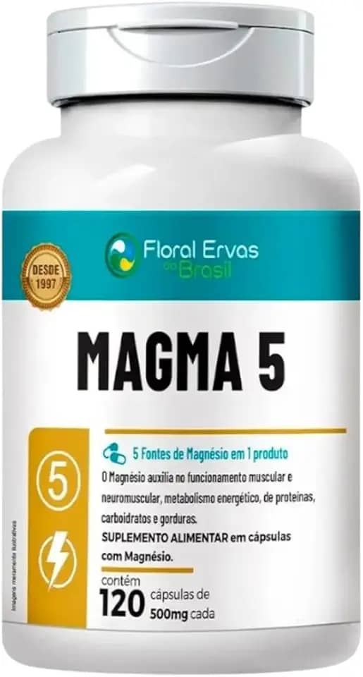 Magma 5 120 Cápsulas 500mg 5 fontes de Magnesio em 1 Produto