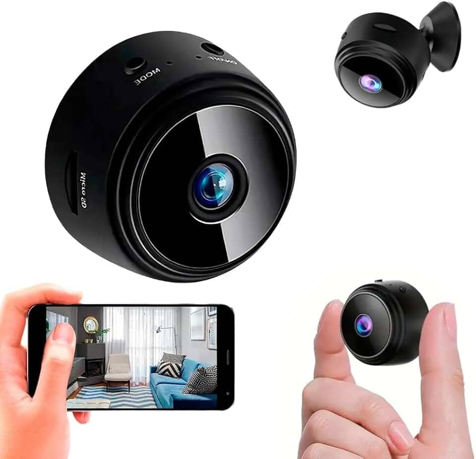 Mini Câmera de Segurança WiFi, Full HD 1080P, Visão Noturna, Detecção de Movimento, Microfone Integrado, 90°, A9