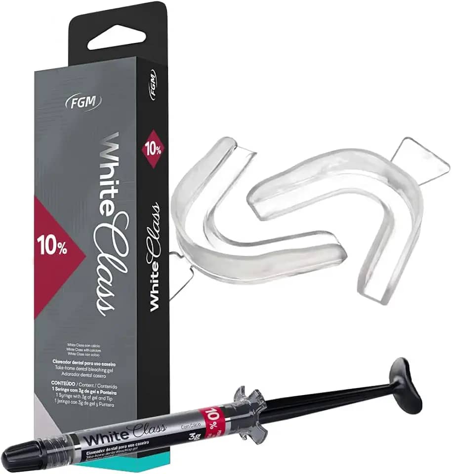 Kit 1 Clareador Dental Caseiro Moldeira White Class 10% FGM