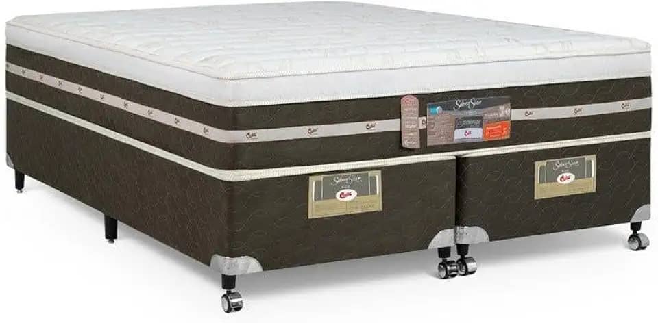 Cama Box + Colchão Castor Queen Silver Star Air One Face Tecnopedic 158x198x59cm