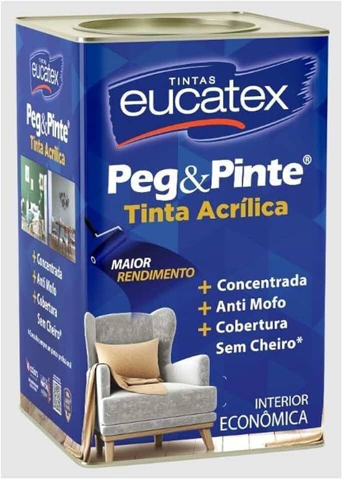 Tinta Eucatex Acrilica Pintura Parede Peg E Pinte 18l Cores Cor Branco/gelo