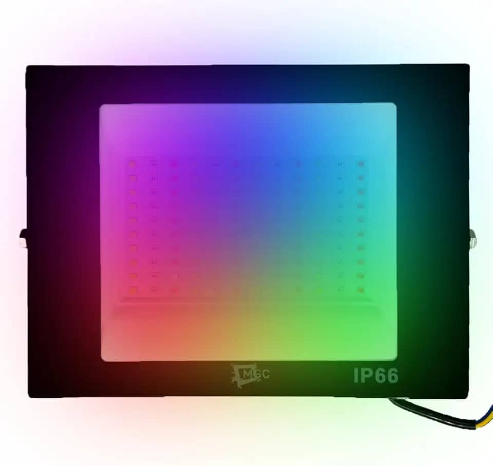 Refletor LED RGB 300W MGC IP66 Bivolt – Iluminação Colorida e Potente para Áreas Externas