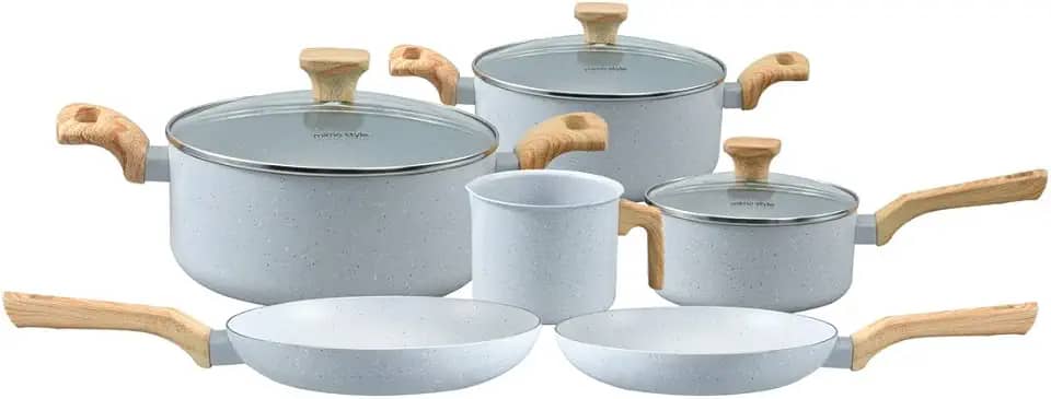 Mimo Style, Conjunto de Panelas Antiaderente com Tampa e Cabo Soft touch Pratic Cook 6 Peças - Grafite