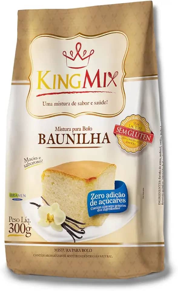 King Mix Mistura Em Pó Para Bolo Sabor Baunilha Zero Açucar