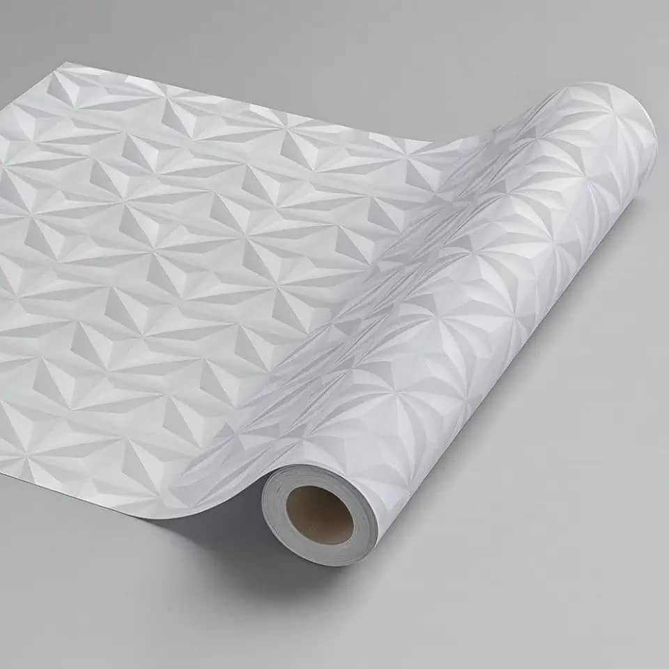 Papel de Parede 3D Cinza Claro Geometrico Adesivo Autocolante Rolo 5m x 45cm Sala Quarto cozinha