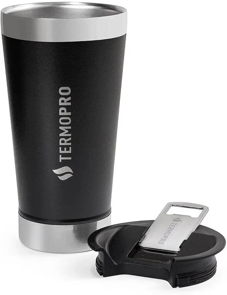 Copo Térmico Cerveja com Tampa e Abridor 500ml Preto Termopro