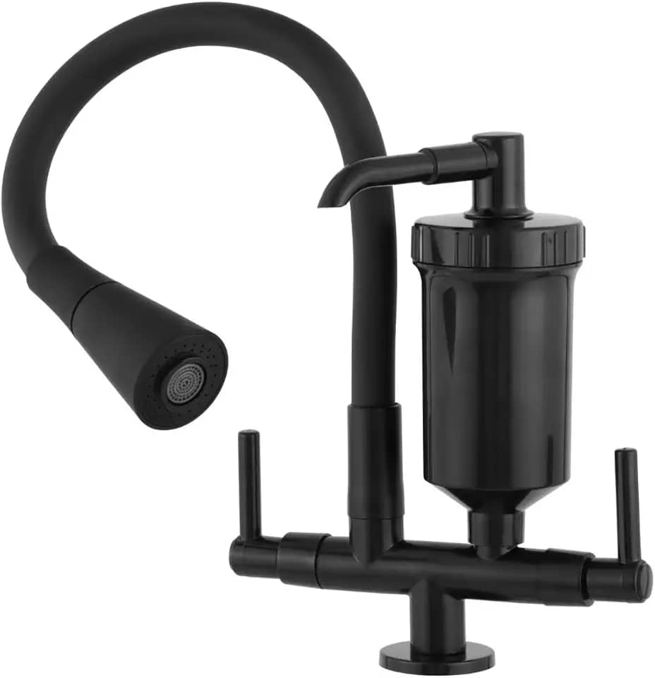 Torneira para pia de Cozinha com Filtro Flexível Gourmet Preta abs Bancada 1/4 de volta