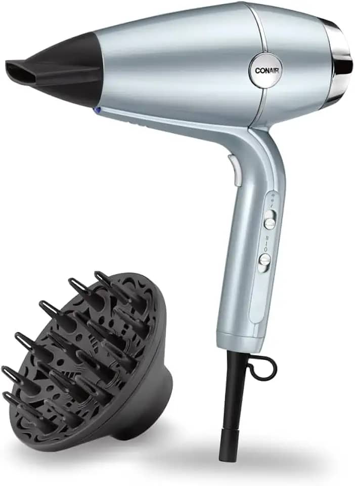 Secador de Cabelo Conair Hydro-Fusion com Difusor, 2 Velocidades, 2 Temperaturas 1875W Prateado 127V