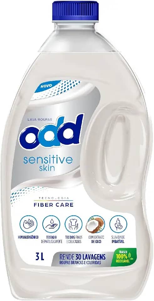 Limppano Lava Roupas Líquido Sensitive Skin Côco ODD Lavagem Completa 3L