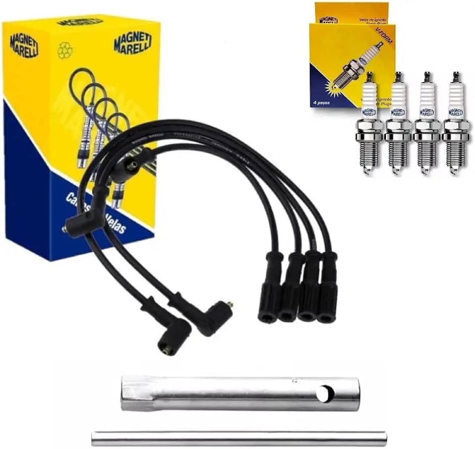 Kit Cabos E Velas Doblo Fiorino Palio Idea Weekend Siena Punto Uno Strada Fire 8v + Chave de Vela