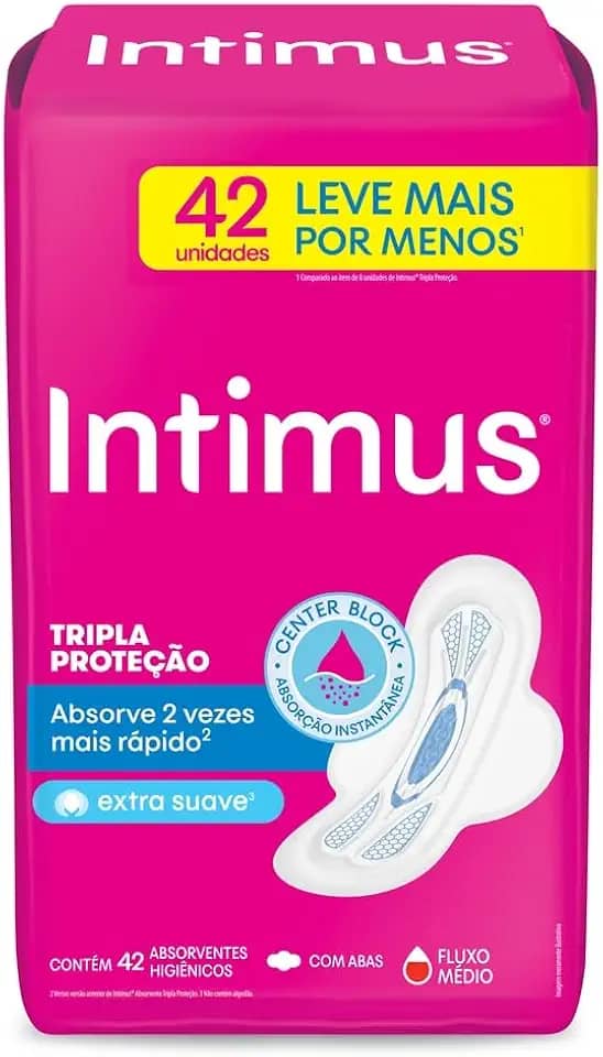 Intimus Absorvente Externo Tripla Proteção Cobertura Suave Com Abas - 42 un
