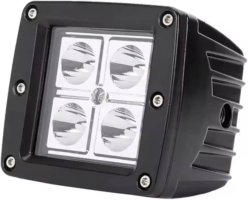 Farol de Milha Quadrado LED 16W 4 LEDs | Luz Auxiliar Automotiva Universal Off Road 12V/24V Farol Auxiliar Para Carro, Moto, Caminhão, Jipe