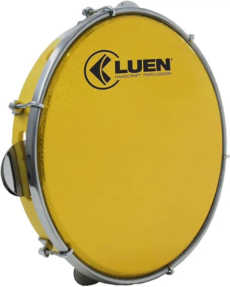 Pandeiro 10' Abs Am 6 Afin Plat Inx Ferragem Cromada Hol Amarelo