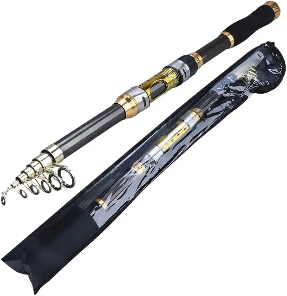 Vara De Pesca De 2.1-3.6 Metros, Leve, Telescópica, Giratória Fibra De Carbono