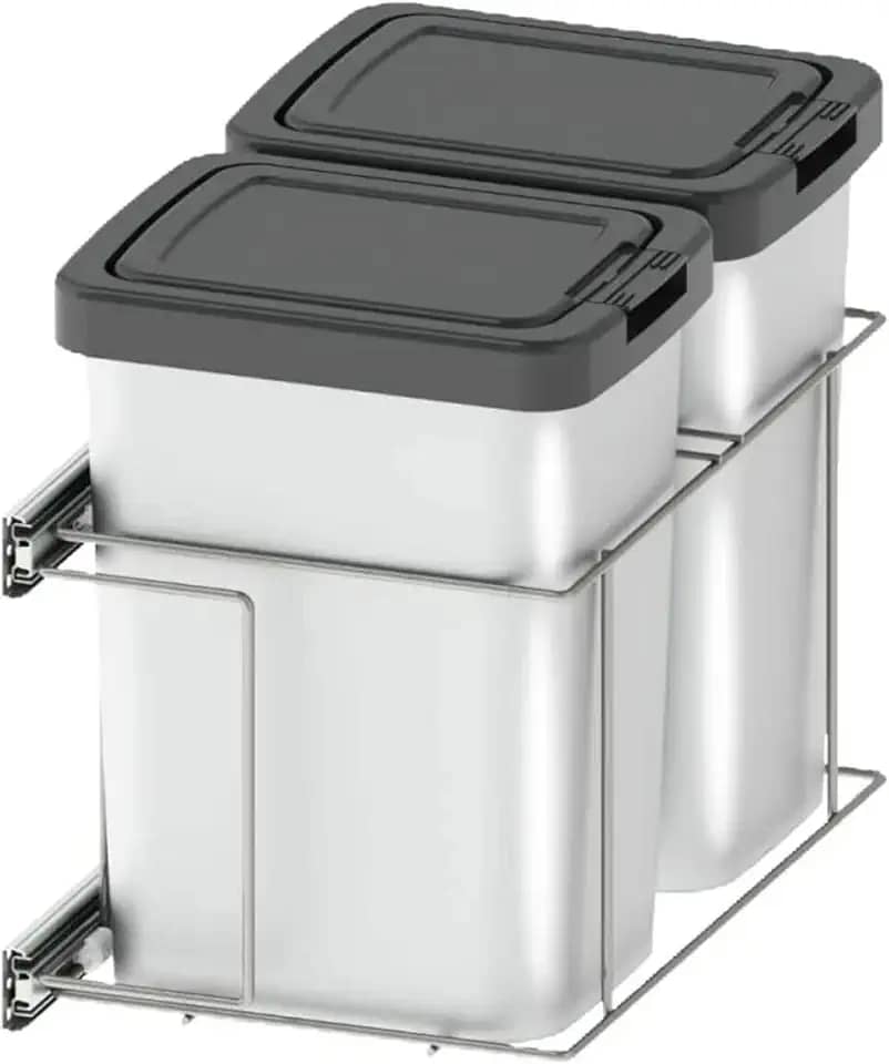 Lixeira Dupla para Cozinha Suprema Corrediça Deslizante Lateral 9 litros Embutir Dimec