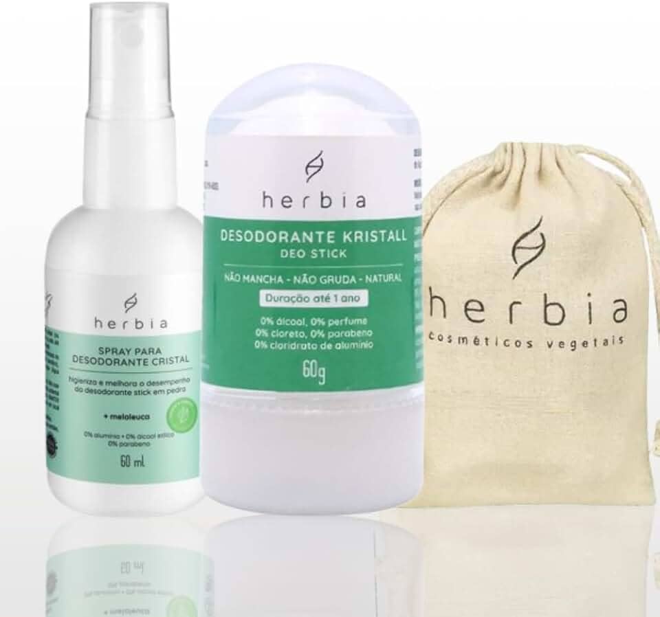 Kit Desodorante Kristall 60g + Spray de Melaleuca + Eco Bag - Cristal bolsa Herbia