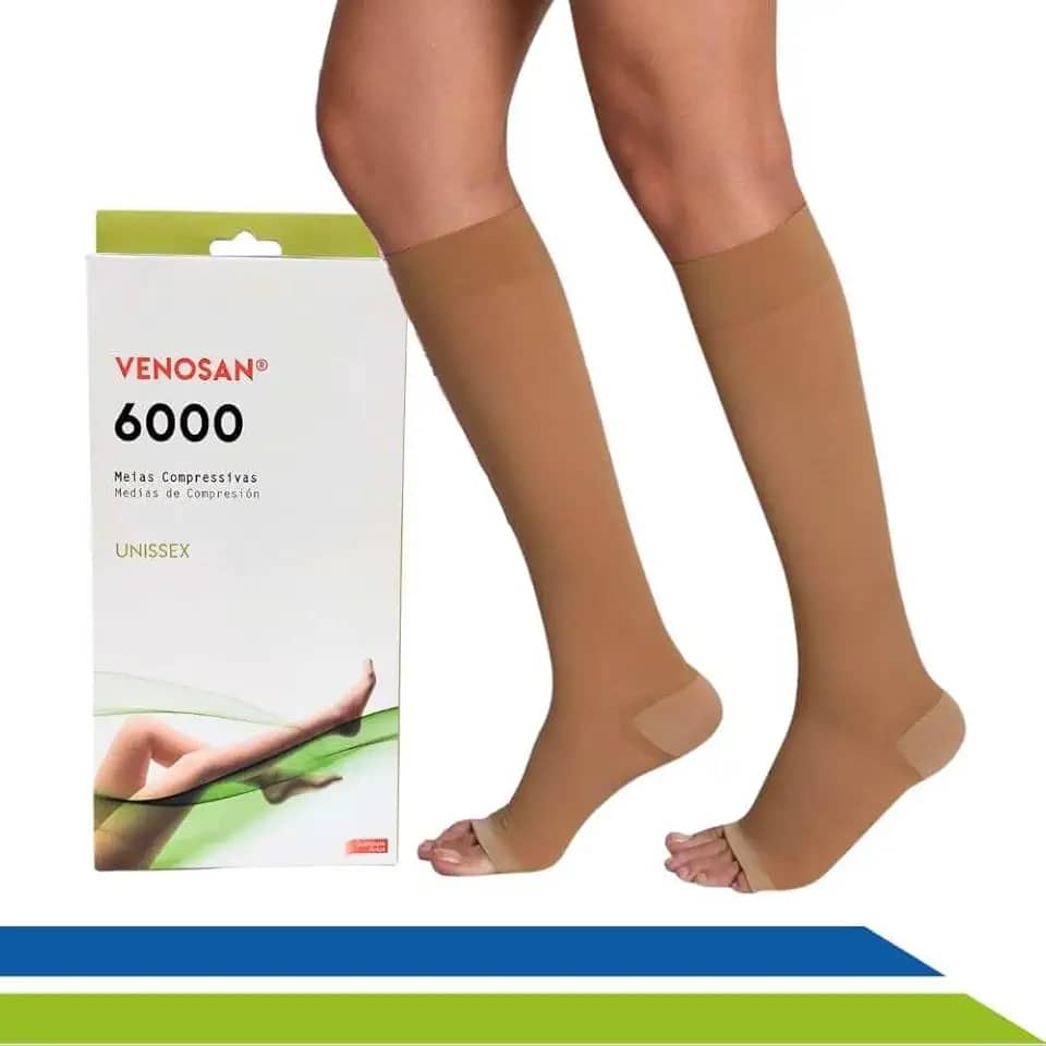 Meia Média Compressão 20-30 mmHg Venosan 6000 3/4 de Pé Aberto ou Fechado Circulação Sanguínea Viagens Gestação Varizes