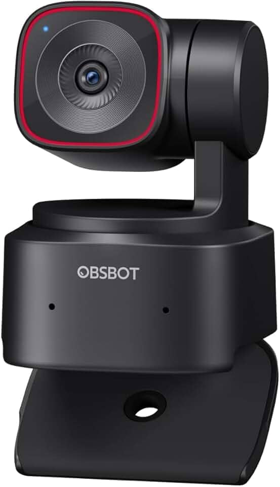OBSBOT Tiny 2 Lite 4K Webcam PC, câmera de streaming PTZ com rastreamento IA e sensor 1/2", controle gestos HDR microfones webcam computador mesa laptop reunião videochamadas 4K@30fps / 1080@60fps