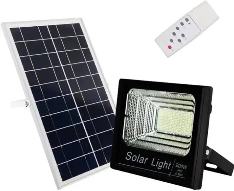 Refletor Solar Fotocélula LED 100W 6500K IP66 Placa Avulsa + Controle