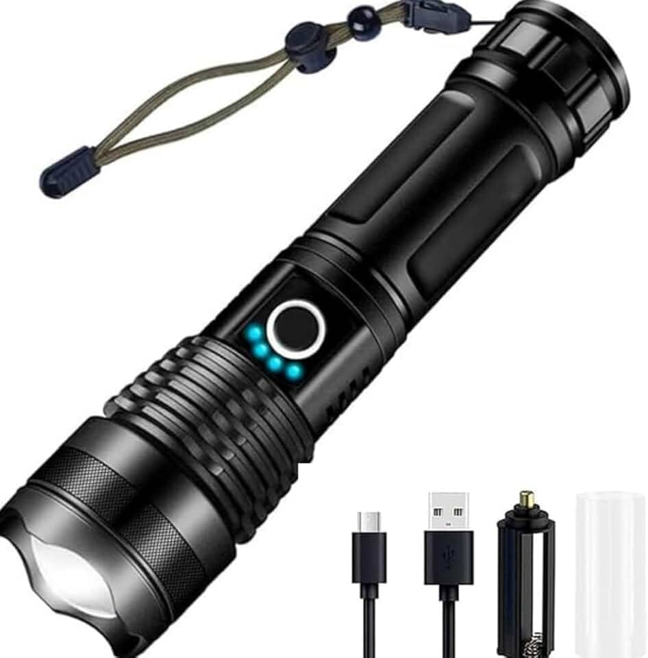 Lanterna Tatica Militar, Profissional, USB, T9 P90, Led De Alta Potencia Com Zoom De Longo Alcance Mais Forte do Mundo