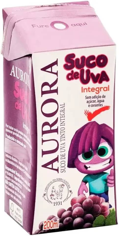 Suco de Uva Integral Aurora 200ml Caixinha Sem Consevantes Açúcar e Corantes Lanche Saudável Suquinho Tetra Pak