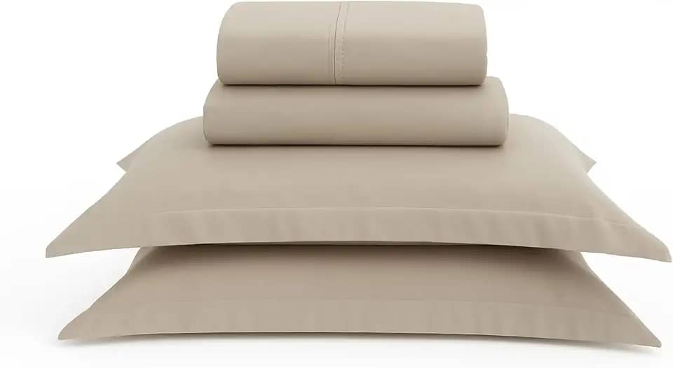 Jogo de Lençol 4 Peças Percal 100% Algodão Premium, Branco, Com Fronhas de Aba, Qualidade Hoteleira (Avelã, Queen)